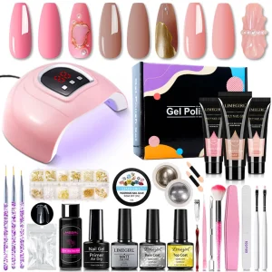 LIMEGIRL Nails UV Gel Kit Quick Building Extesion, UV Lamp & Magic Mirror Powder
