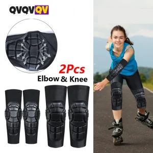 2Pcs Youth Children Basketball Knee Sleeves, Elbow Pads, Anti-Collision