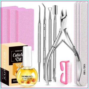 13 Pcs Nail Care Kit with Cuticle Oil, Buffer Blocks, Files & Trimmer