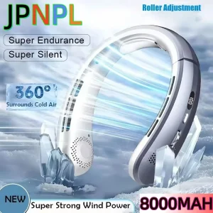 8000mAh USB Hanging Neck Fan Portable Bladeless Mini Rechargeable