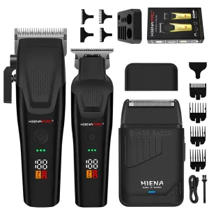 HIENA 3/2pcs Rechargeable Professional Hair Clipper & Trimmer Set for Men