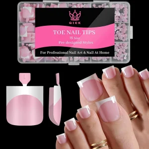 150 Pcs Toe Nails Press On French Tips, 15 Sizes