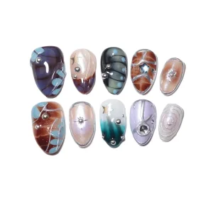 10 Short Almond Handmade Press On Nails